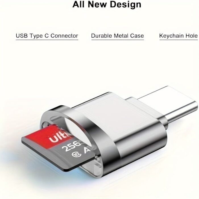 Dual Usb-C & Usb Card Reader For Sd & Tf Cards - High-Gloss Metallic Finish - 256Gb Capacity - Compatible With Macbook, Samsung Galaxy, Laptops & More, Portable Data Transfer|Sleek Metallic Design|Highgloss Finish - Image 2