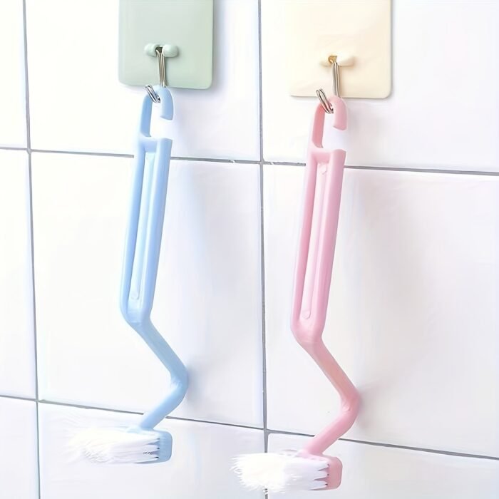 Blue V-Shaped Toilet Brush: Innovative S-Shaped Curved Design For Efficient Cleaning Of The Toilet Bowl. - Image 5
