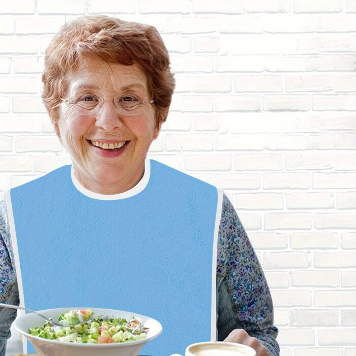 1Pc Or 4Pcs Light Blue Adult Bibs - Adjustable, Machine Washable Polyester Dining Cloth For Elderly Care, Design For Men And Women - Image 4