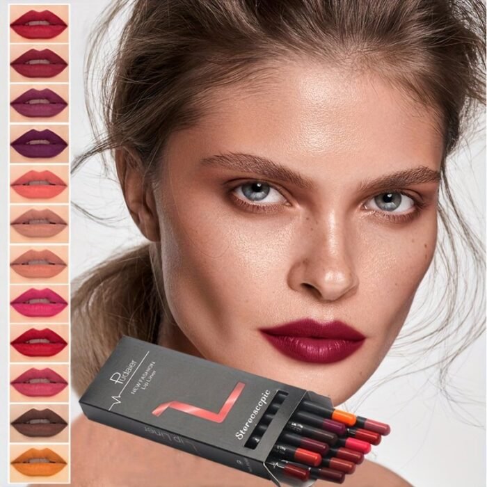 12Pcs Waterproof Multi-Color Lip Liner Set For Long-Lasting, Sweat-Proof, And Natural-Looking Lips Valentine'S Day Gifts Contain Plant Squalane - Image 2