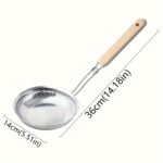 Premium Stainless Steel Colander With Wooden Handle - Fine Mesh Skimmer Spoon For Cooking, Food Prep & Grease Filtering - Ideal For Pasta & Noodles, Perfect For Home Kitchens & Restaurants - Image 2