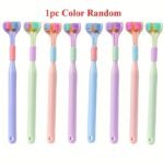 1Pc 3-Sided Soft Bristle Toothbrush For Adults - Travel-Friendly Compact Design, Microfiber Bristles, Gentle Gum Care & Plaque Removal, Formaldehyde-Free, Pastel Colors (Light Green, Purple, Pink), Adult Toothpaste, Vibrant Dental Hygiene, Formaldehydefree Toothbrush, Oral Care, Ergonomic Handle, Durable Construction, Hygienic Brush, Frequent Travelers - Image 3
