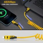 Best Choice 1Pc/5Pcs 65W Zinc Alloy Universal 4-In-1 High-Speed Charging Data Cable, Spring Retractable Cable Compatible With,, S23, S21, One Plus, Mi 13, Huawei, Oppo, Iphone Series Of Products Charging, Car Charging The Best Option - Image 6