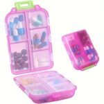 1Pc Travel Pill Organizer - 10 Compartments Pill Case, Compact And Portable Pill Box, Perfect For On-The-Go Storage, Pill Holder For Purse - Image 3
