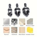 3Pcs Carbon Steel 90-Degree 1/4" Hexagonal Shank Chamfering Woodworking Hole Opener Drill Bits - Image 9