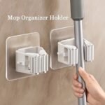 Wall-Mounted Mop Organizer Holder - Durable Space-Saving Storage Rack For Sponges, Mops, And Brooms - Ideal For Bathroom, Bedroom, Living Room, Entryway - Home And Dorm Utility Hook Hanger