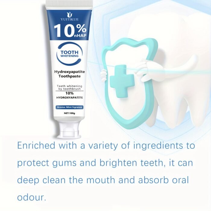 Hydroxyapatite Toothpaste, 10% Hydroxyapatite Whitening Tooth, Peppermint Essential Oil Deep Cleaning Paste, Fresh Breath Strengthen Dental Care, Basic Cleaning, Suitable For Everyone - Image 7