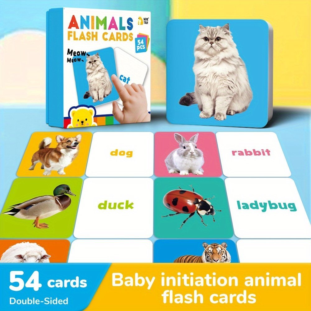 product-fancy-54554b09-3dd2-4e3c-9d6e-4f2ba07a25a3.jpg 54Pcs Zoo Animal Flash Cards, Sight Words Flash Cards With Real Images, Safe And Big, Educational Toys For Preschool Activities, 3+ Kids, Ideal Festive Christmas, Holiday & Birthday, Back To School Gifts, Family Parent-Child Game, Interactive Busy Books, Learning Tools,, Colorful Design, Doublesided Cards, Tearresistant, Childsafe Edges, Educational Games, Teachers And Students, Homeschooling Supplies - Image 1