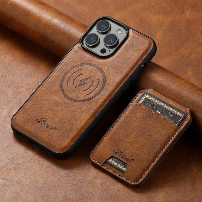 2-In-1 Detachable Phone Case Compatible With Wireless Charging Magnetic Card Holder Wallet Rear Cover Can Stand For Iphone 15Promax 15Plus 14 13 12 Black/Brown/Blue/Khaki/Red - Image 1