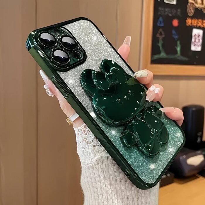 1 Deluxe Electroplated Case For Iphone 15/14/13/12/11Pro Max Plus, Romantic - Cute Bunny Phone Holder And Hidden Holder - Shockproof Ultra-Thin Protection, Easter - Valentine'S Day Gift - Image 6