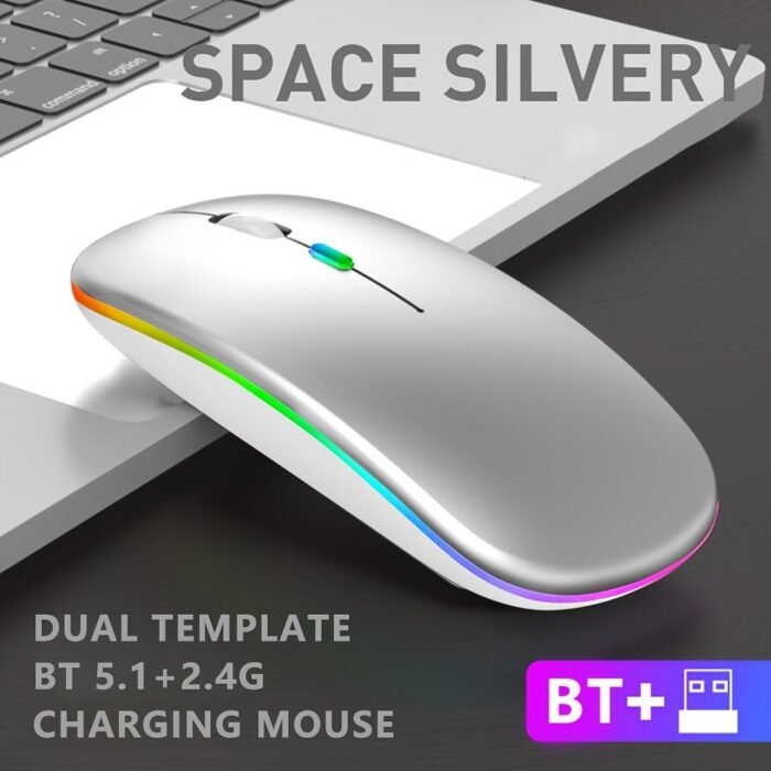 Wowssyo Wireless Gaming Mouse, Ergonomic Right-Handed, Silent Backlit, Trackball Movement, Usb Rechargeable, With Dual Mode 2.4G & 5.1, For Laptop & Ipad, Battery Powered With Glitter Animal Print - Image 7