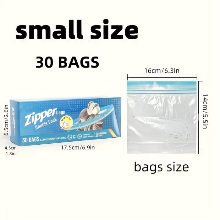 15/20/30Pcs Small/Medium/Large Sandwich Bags With Double Lock Seal - Thick, Refrigerator Freezer Bags For Food Storage & Freshness, Reusable Zipper Bags For Easy Sealing, Multi-Purpose Kitchen Organization Essentials, Sandwich Bags - Image 2