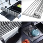 1Pc Deluxe Roll-Up Stainless Steel Dish Drying Rack - Space-Saving Over-The-Sink Design, Portable & Anti-Rust, Easy To Clean Kitchen Sink Organizer For Small Spaces, Dish Drying Rack For Kitchen Counter, Sleek Metallic Finish, Durable Construction - Image 8