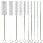 10Pcs, Multi-Specifications, Stainless Steel Handle Soft Bristle Straw Brush - Cleaning Brush - Suitable For Glass, Silicone And Metal Pipe Brush - Perfect For Teapots, Cups, Milk Bottles, Test Tube Brushes, Mini Micro Bottles, Etc., Cleaning Supplies, Cleaning Tools