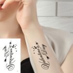 30Pcs Black Heart Ecg Butterfly Line Sketch Feather Star Moon Text Pattern Temporary Tattoo Stickers, Waterproof Fake Tattoos For Fingers, Wrists & Collarbone Art, Suitable For Party Makeup - Image 6