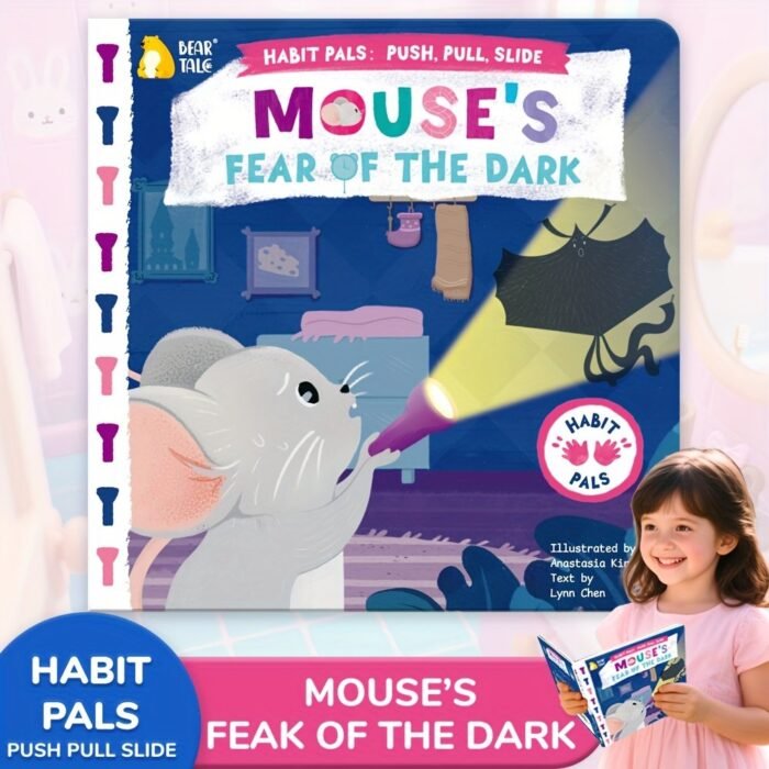Mouse'S Fear Of The Dark, Push-Pull Books, Busy Book, Parent-Child Learning Activity Book -Overcoming Fear And Cultivating Courage In Preschool Children, Independent Operation Skills Fun Mechanical Design For Hands-On Ability Training, Playful Illustration, Durable Board Book, Engaging Illustrations, Sturdy Construction, Top Gift: Christmas & Birthday Present - Image 1