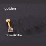 Men'S Stainless Steel Earrings With Korean Crystal Zirconia, Universal 4-Prong Titanium Steel Golden Threaded Ear Bone Studs - Image 14
