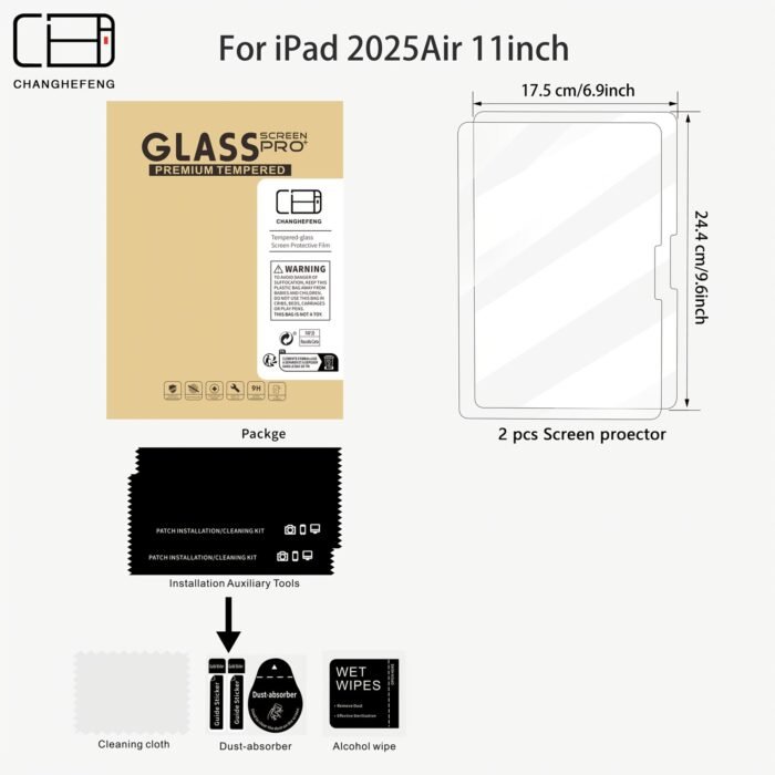This Is A Pack Of 2 Tempered Glass Screen Protectors For Ipad Models Including The 11Th, 10Th, 9Th, 8Th, 7Th, 6Th, 5Th, Air 7, Air 6, Air 5, Air 4, Air 3, Mini 7, Mini 6, Mini 5, And Mini 4 (2018/2020/2019/2020/2022/2023/2024/2025) Pro/Air (7.9/8.3/9.7/10.2/10.5/10.9/11) Inches, Offering Scratch Resistance, 9H Hardness, And High Definition Clarity. - Image 19