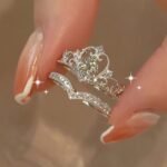 Elegant Crown Princess-Inspired Rhinestone Ring Set, Adjustable Open-End Rings, Alloy Base With Plating, Cute Occasion Jewelry 2-Piece Set - Image 3