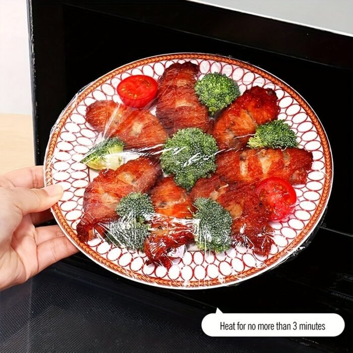 100Pcs Food-Grade Disposable Plastic Wrap, Stretchable Cling Film For Bowls, Plates, Fruits, Vegetables - Transparent Kitchen Freshness Covers, Anti-Dust Cover - Image 10