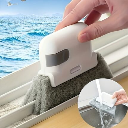 1Pc Door & Window Track Cleaning Brush - Hand-Held Slit Brush For Tight Gaps, Reusable Plastic Groove Cleaner With Ergonomic Handle, No-Scratch Kitchen Counter & Appliance Brush For Bathroom, Bedroom, Living Room Cleaning Supplies, Compact Design, Sturdy Construction, Housekeeping Tools