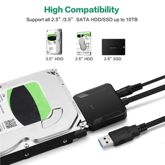 Sata To Usb 3.0 Adapter Cable For 6.35/8.89 Cm Hdd/Ssd - High-Speed Data Transfer, Uasp Support, External Hard Drive Converter With Dual-Interface (Usb 3.0 & Sata), No Battery Needed, Easy Installation, Data Transfer Cable | Sata Interface | Durable Cable - Image 1