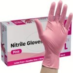 10/20/50/100 Disposable Nitrile Gloves, Waterproof, Latex Free, Powder Free, Suitable For Household And Kitchen Cleaning, Nail Art, Hairdressing, Painting, And Household Small Tools, Light Pink, Halloween Gift, Christmas Gift