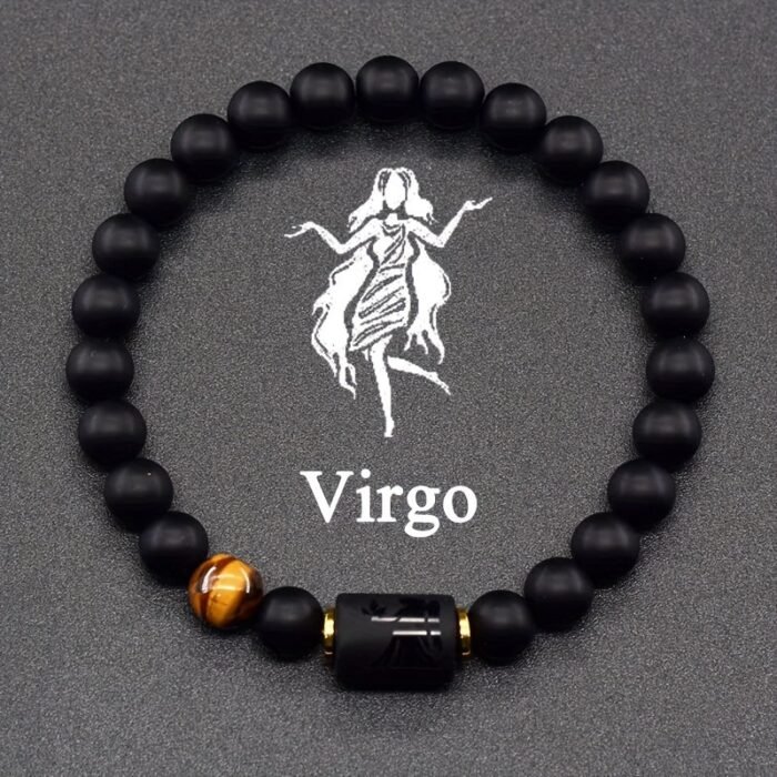 Natural Stone Elastic Bracelet - 12 Zodiac Signs, Card Design For Couples, Perfect Valentine'S Day Or Birthday Gift - Image 12