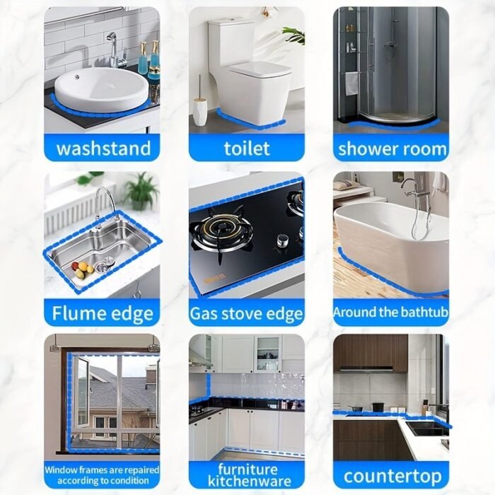 Premium Plastic Steel Mud Beauty Seam Glue/For Basin Rack, Shower Room, Sink Edge, Toilet, Bathtub, Floor Tile, Wall Tile, Tv Background Wall, Home Waterproof - Image 5