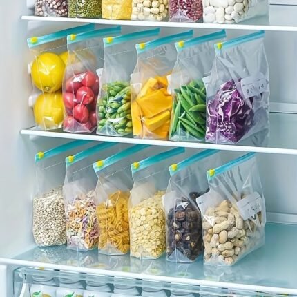 15Pcs Leakproof Freezer Bags With Zipper Lock - Reusable, Food Sorting Storage Pouches, Freshness Seal Bags For Fruits, Grains, Vegetables & Meat, Kitchen Organization Essentials, Pet Material, Square Shape, Food Preservation Bags | Transparent Design | Reusable Food Bags, Food Storage,Reusable Produce Bag