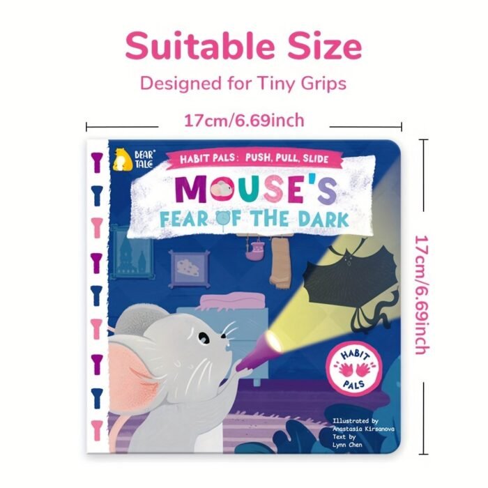 Mouse'S Fear Of The Dark, Push-Pull Books, Busy Book, Parent-Child Learning Activity Book -Overcoming Fear And Cultivating Courage In Preschool Children, Independent Operation Skills Fun Mechanical Design For Hands-On Ability Training, Playful Illustration, Durable Board Book, Engaging Illustrations, Sturdy Construction, Top Gift: Christmas & Birthday Present - Image 2