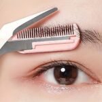 Stainless Steel Precision Eyebrow Trimming Scissors With Integrated Comb, Manual Grooming Tool, Durable Plastic Handle, No Battery Required, For Perfect Brow Shaping