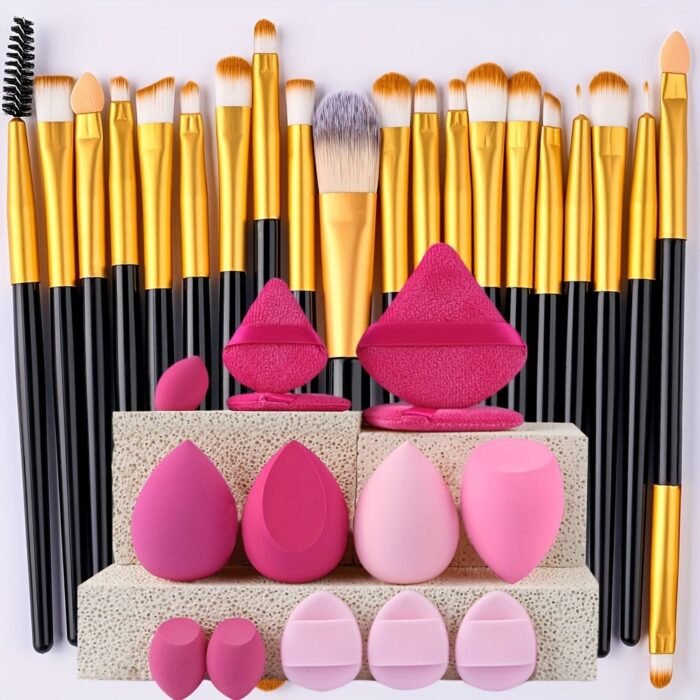 20/34Pcs Makeup Brush Set And 8Pcs Mini Makeup Brush Professional Soft Synthetic Powder Foundation Eyeshadow Makeup Brush Cosmetics Suitable For Beginners - Image 5