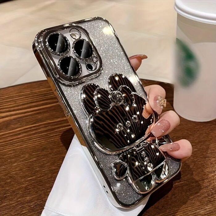 1 Deluxe Electroplated Case For Iphone 15/14/13/12/11Pro Max Plus, Romantic - Cute Bunny Phone Holder And Hidden Holder - Shockproof Ultra-Thin Protection, Easter - Valentine'S Day Gift - Image 3