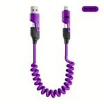Best Choice 1Pc/5Pcs 65W Zinc Alloy Universal 4-In-1 High-Speed Charging Data Cable, Spring Retractable Cable Compatible With,, S23, S21, One Plus, Mi 13, Huawei, Oppo, Iphone Series Of Products Charging, Car Charging The Best Option - Image 14