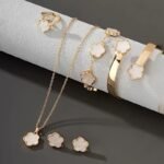 Lucky Clover Bracelet, Necklace, Earrings, Bracelet, Ring Set Of Five - Image 6