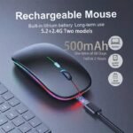 Wowssyo Wireless Gaming Mouse, Ergonomic Right-Handed, Silent Backlit, Trackball Movement, Usb Rechargeable, With Dual Mode 2.4G & 5.1, For Laptop & Ipad, Battery Powered With Glitter Animal Print