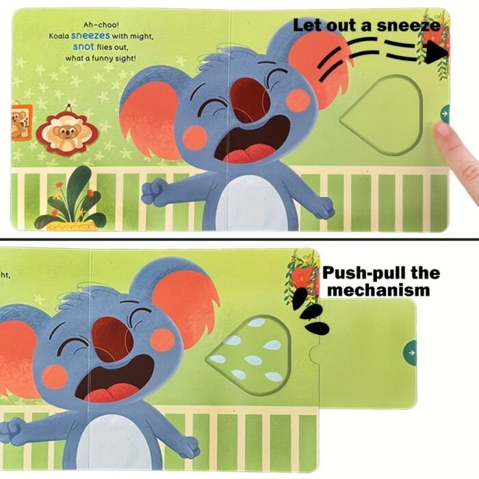 Baby Busy Book, Sneeze And Sniffle, Cultivates Good Hygiene Habits & Independent Operation Skills Fun Mechanical, Lift-The-Flap Books, Interactive Sensory Book, Clean Habit, Daily Routine, English Early Learning, Good Behavioral Habits In Children, Improve Independent Ability, Fun Mechanical Books, Hands-On Ability, Christmas & Birthday Present, Push And Pull, Kaola, Lion, Dianosaurs, Sheep, Farm Cow, Elephant, Rooster, Animals Series. - Image 10