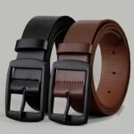1Pc Men'S Fashionable Pu Leather Belt, Simple And Retro Design, Smooth Buckle, For Men Daily Life, Leisure Time Party Festival Workvalentine'S Day