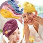 1Pc Magic Microfiber Hair Drying Towel - Quick Dry Shower Cap Turban For Women & Girls, Soft Polyester Fiber Bath Hat, Super Absorbent Lady Head Wrap With Button Closure, Shower Cap For Hair Drying - Image 15