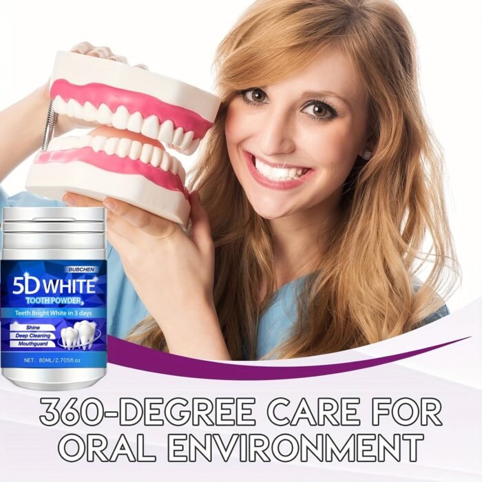 1 Bottle 80Ml 5D Bright Toothpowder, Tooth Deep Cleaning Powder, Fresh Breath Purple Toothpaste Dental Care Products With Pearl Powder, Ideal For Women Gifts - Image 7