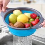 1/2 Set Round Silicone Kitchen Drain Basket Set Collapsible Funnel - 1 Large, 1 Small, Very Suitable For Draining Pasta, Vegetables And Fruits - Image 8