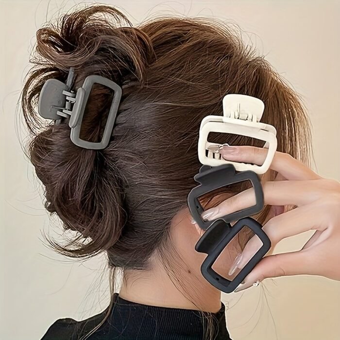 1/4Pcs Elegant Matte Square Hair Clip Set - Versatile Stylish Shark Clip For Women & S For Ponytail & Updo Perfect For Everyday Styling And Makeup - Image 5