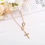 Simple Lucky 8 Cross Short Necklace Jewelry - Image 3