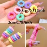 40/60Pcs Colorful Jersey Hair Bands For - High Elasticity, No Damage, Braided Ponytail Holders, Hair Ties With Bow & Beaded Details - Perfect For Homecoming, Boho & Sweet Styles, Hair Accessories For - Image 6