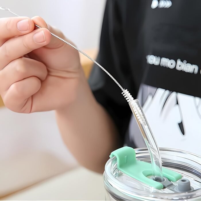 Straw Cleaning Brush Set, Stainless Steel Handle Straw Brush Set 10Pcs, Extra Long Straw Brush Suitable For Glass Cups, Straw Cups, Water Bottles And Tubes (White) - Image 6