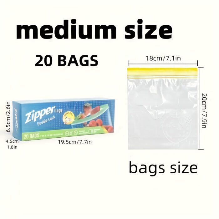 15/20/30Pcs Small/Medium/Large Sandwich Bags With Double Lock Seal - Thick, Refrigerator Freezer Bags For Food Storage & Freshness, Reusable Zipper Bags For Easy Sealing, Multi-Purpose Kitchen Organization Essentials, Sandwich Bags - Image 3