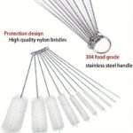 10Pcs, Multi-Specifications, Stainless Steel Handle Soft Bristle Straw Brush - Cleaning Brush - Suitable For Glass, Silicone And Metal Pipe Brush - Perfect For Teapots, Cups, Milk Bottles, Test Tube Brushes, Mini Micro Bottles, Etc., Cleaning Supplies, Cleaning Tools - Image 8