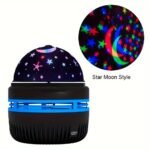 Rgb Star And Moon Projector Night Light | Usb-Powered Multi-Color Galaxy Effects With Rotating Stars, Crescent Moon & Stars | Ideal For Bedroom, Gaming Room, Home Theater, Weddings, Christmas & Halloween Decor | No Battery Needed, Home Theater Lighting | Cylindrical Light Projector | Durable Plastic Casing, Moon And Stars Decor - Image 10