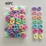 40/60Pcs Colorful Jersey Hair Bands For - High Elasticity, No Damage, Braided Ponytail Holders, Hair Ties With Bow & Beaded Details - Perfect For Homecoming, Boho & Sweet Styles, Hair Accessories For - Image 5
